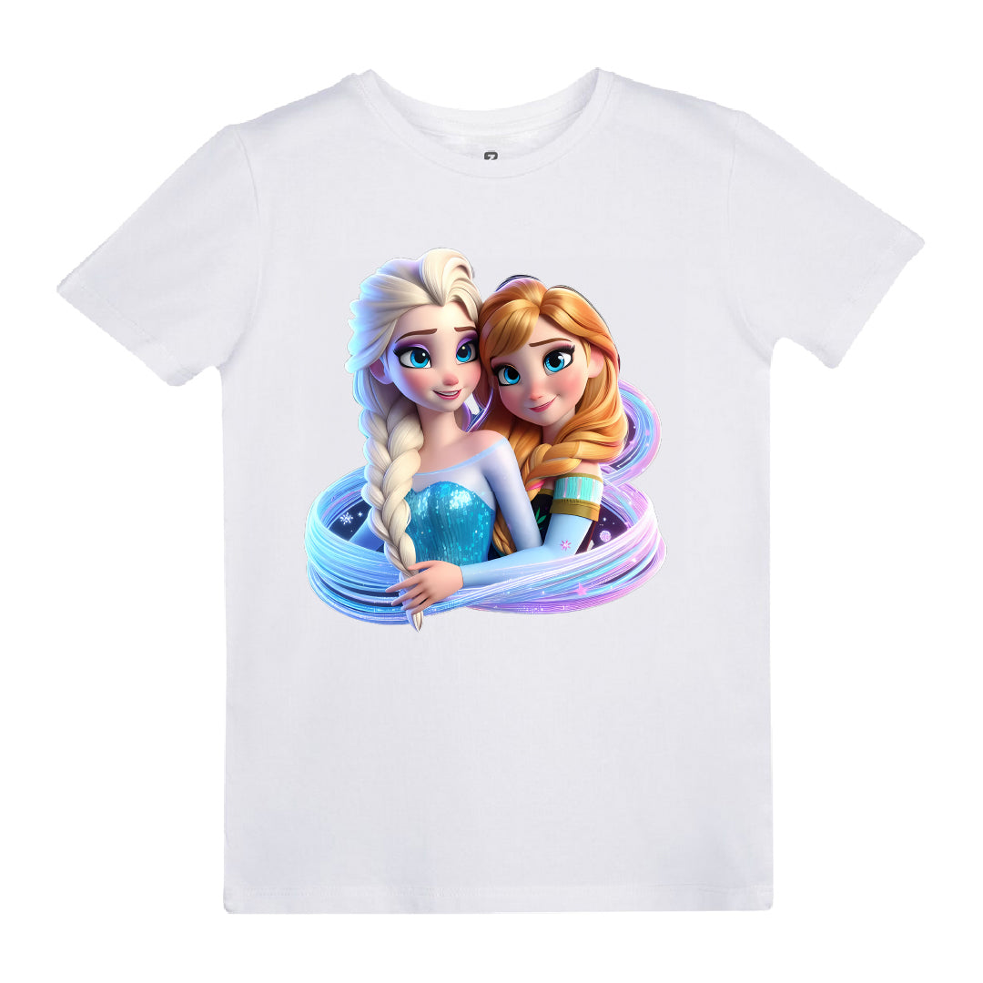 Elsa ve Anna Baskılı Çocuk T-shirt