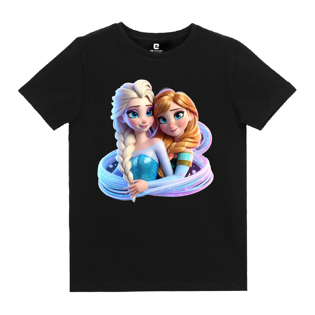 Elsa ve Anna Baskılı Çocuk T-shirt