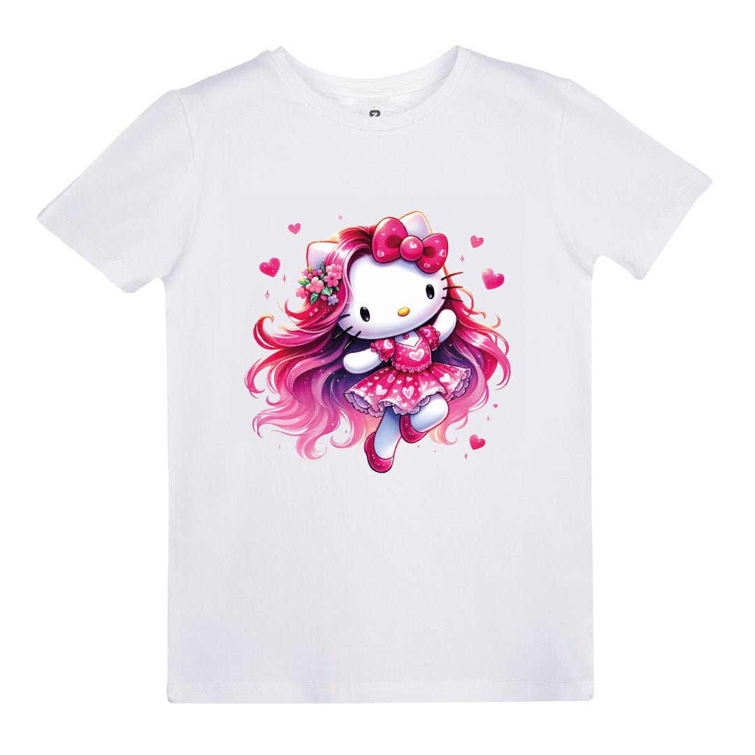 Hello Kitty Pink Hair Baskılı Çocuk T-shirt