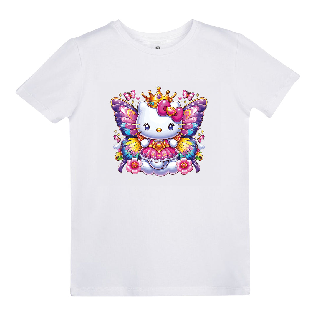 Hello Kitty Sevimli Kelebek Baskılı Çocuk T-shirt