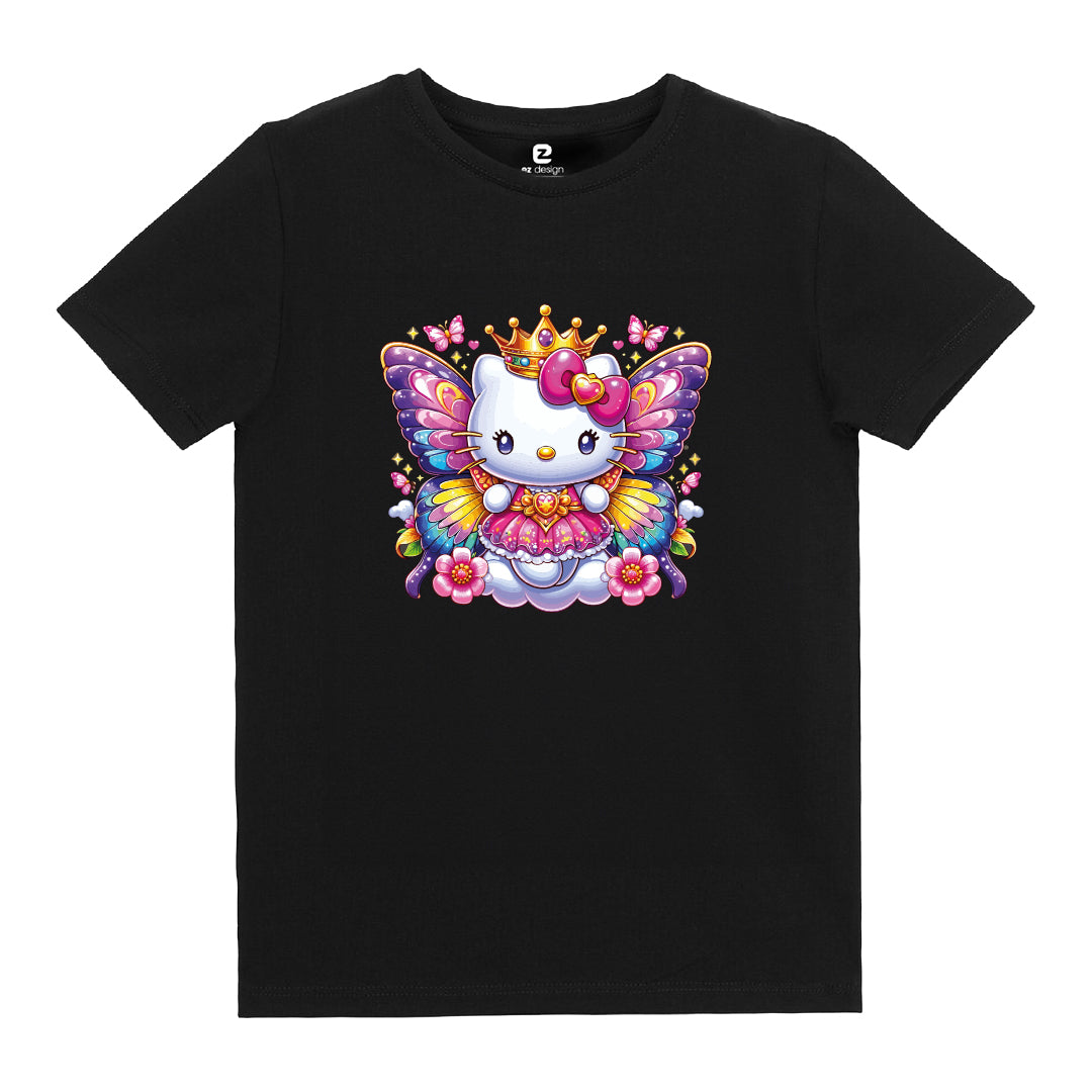 Hello Kitty Sevimli Kelebek Baskılı Çocuk T-shirt
