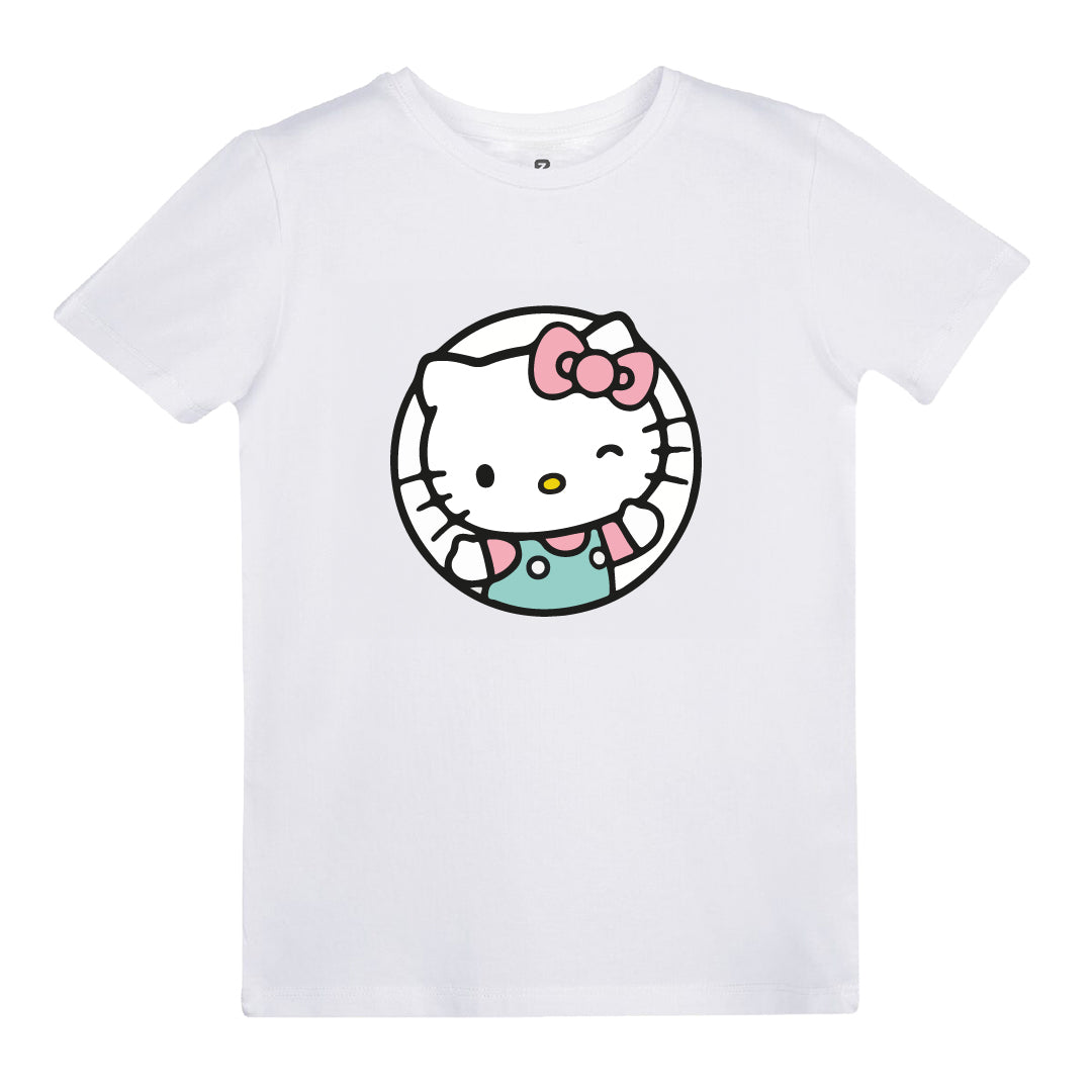 Hello Kitty Göz Kıpran Baskılı Çocuk T-shirt