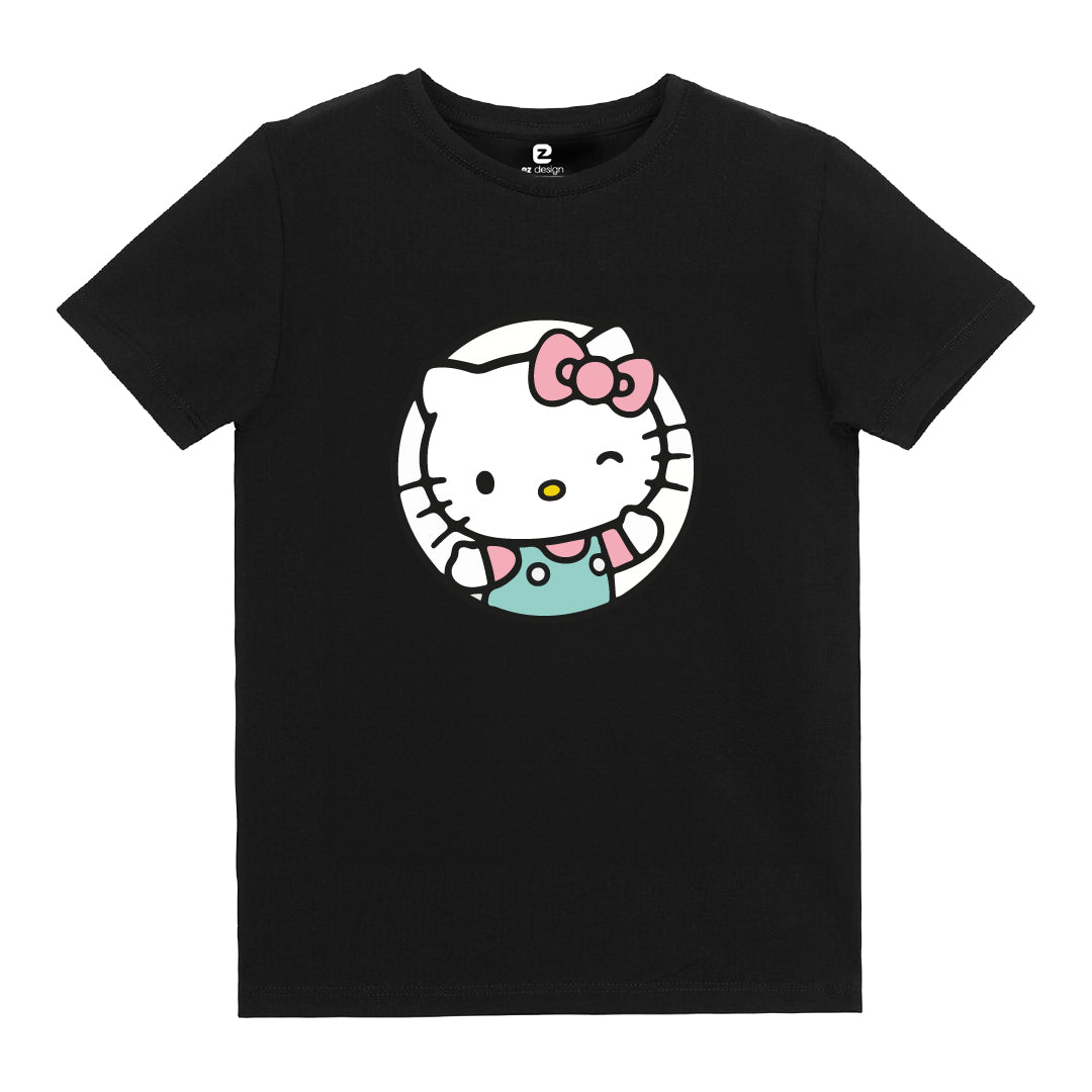 Hello Kitty Göz Kıpran Baskılı Çocuk T-shirt