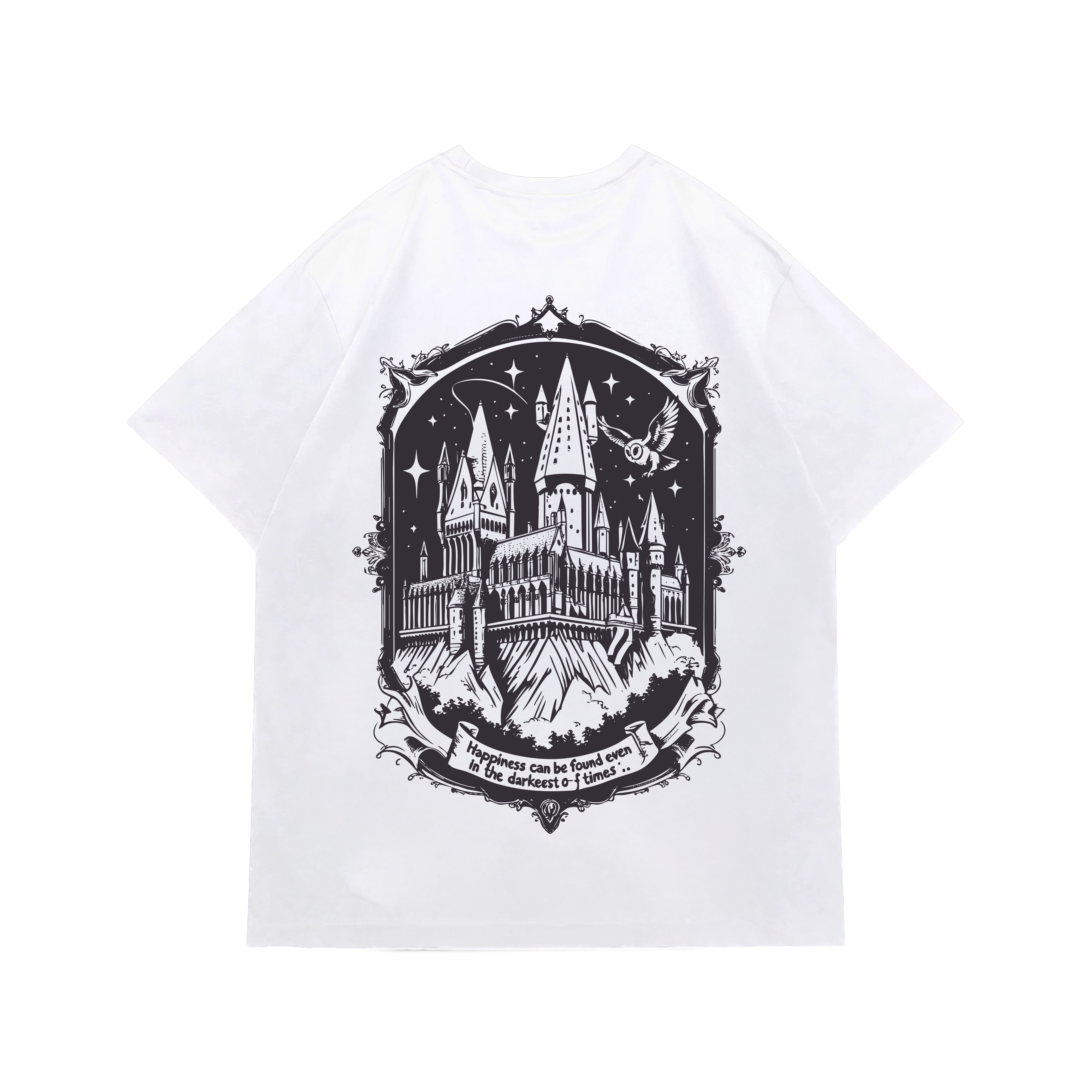 Harry Potter Hogwarts "Happiness" Baskılı Oversize T-shirt