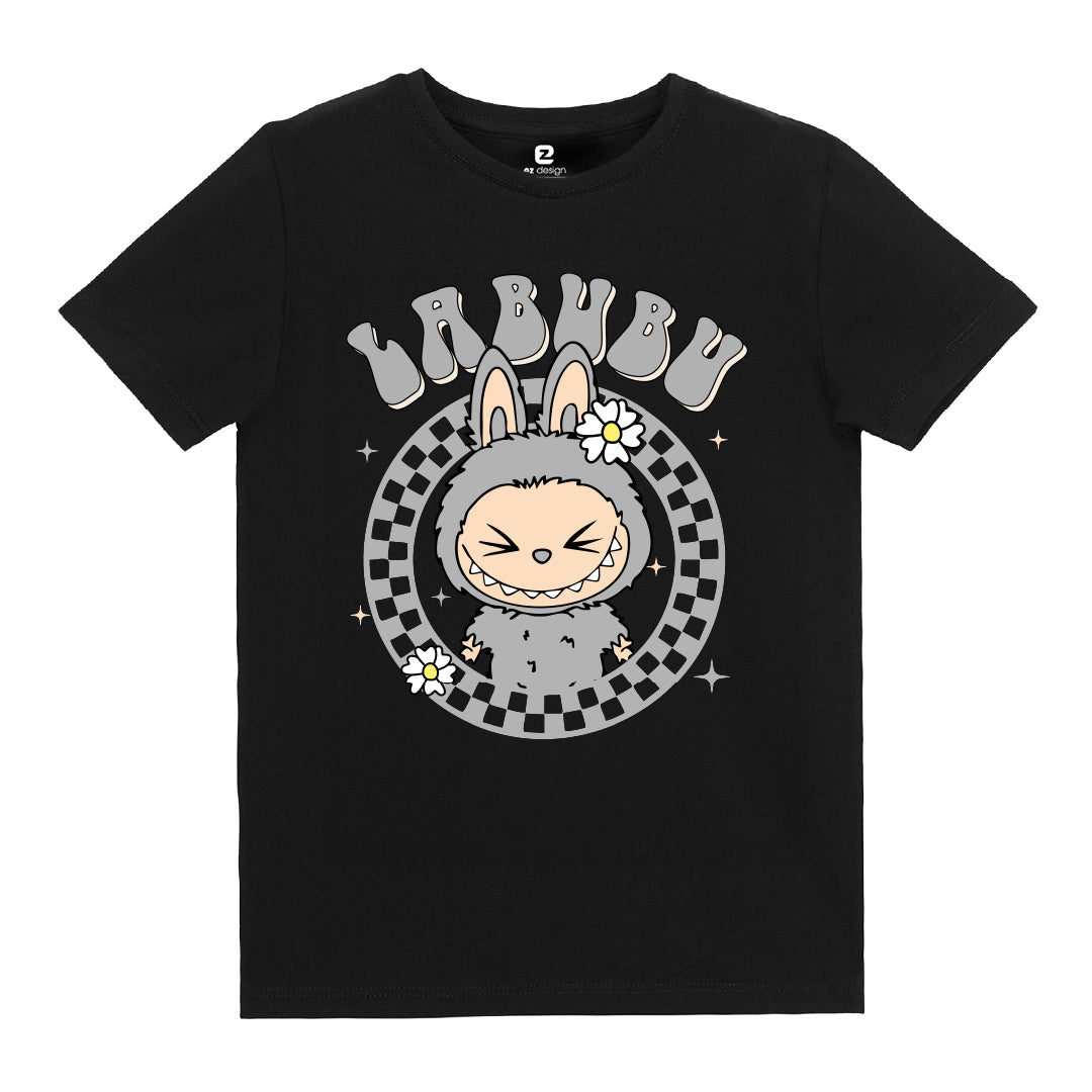 Labubu (Gri) Baskılı Kız Çocuk T-shirt