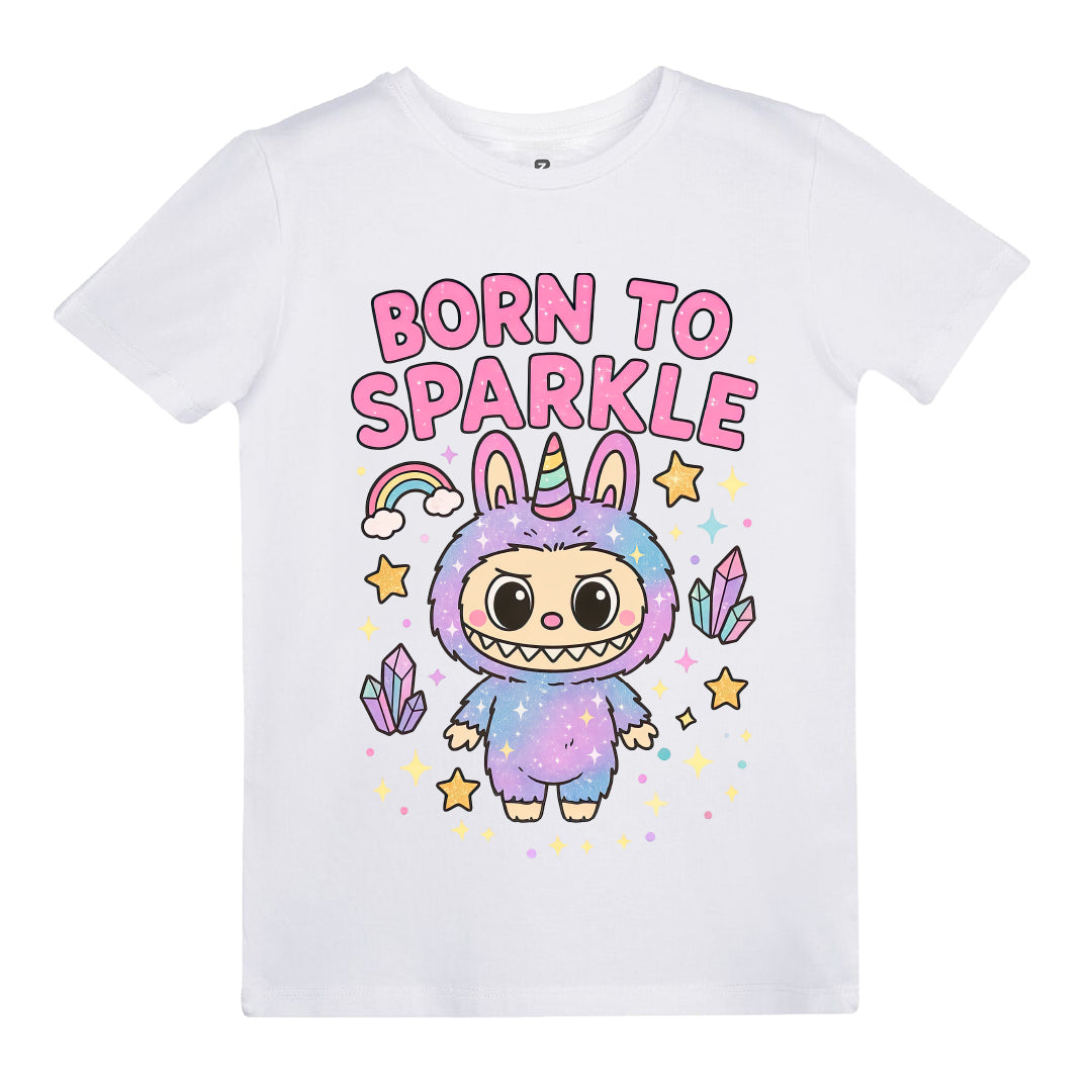 Labubu Born to Sparkle Baskılı Kız Çocuk T-shirt