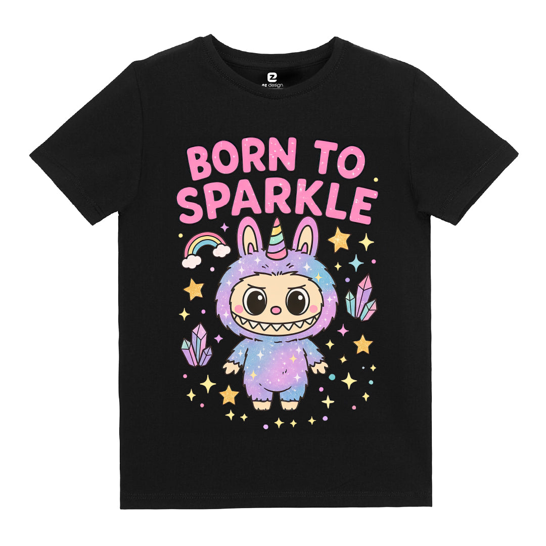 Labubu Born to Sparkle Baskılı Kız Çocuk T-shirt