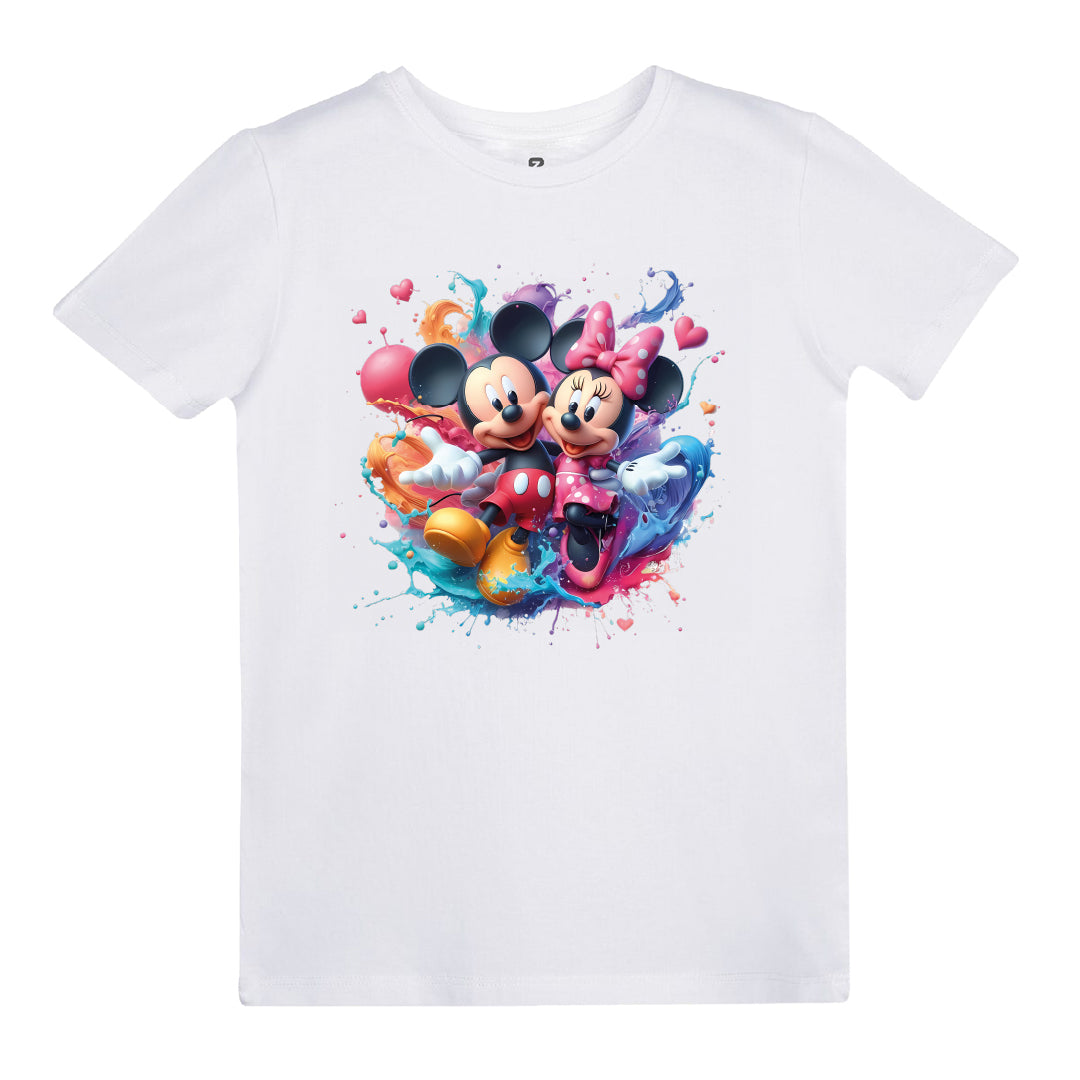 Mickey ve Minnie Mouse  Splash Baskılı Çocuk T-shirt