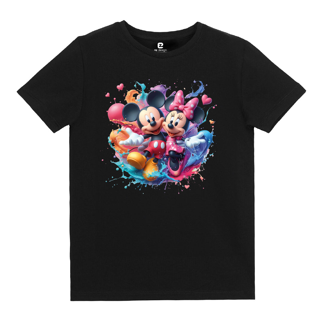 Mickey ve Minnie Mouse  Splash Baskılı Çocuk T-shirt
