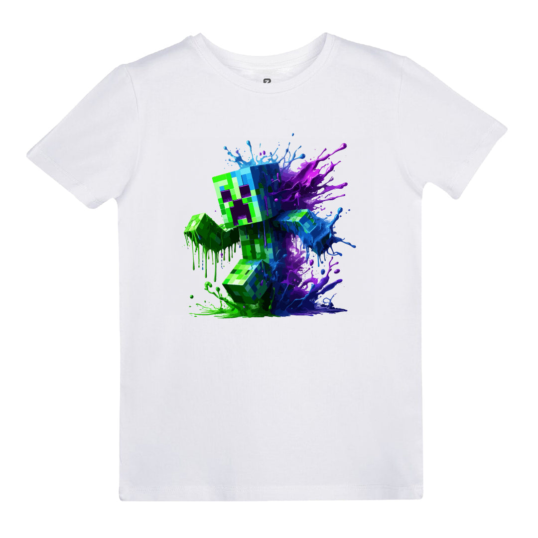 Minecraft Creeper Baskılı Çocuk T-shirt