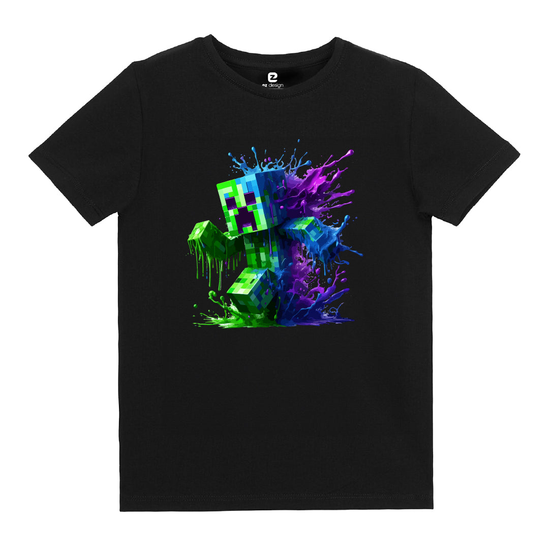 Minecraft Creeper Baskılı Çocuk T-shirt