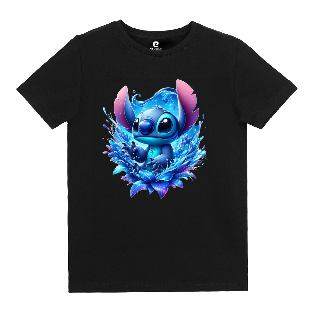 Stitch BlueSplash Baskılı Çocuk T-shirt