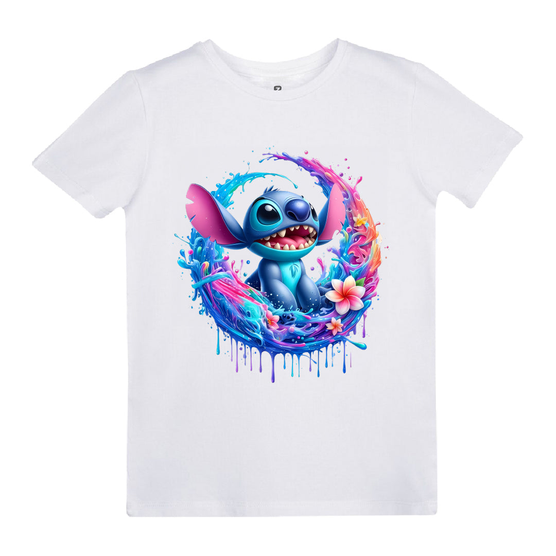 Stitch Tropikal Baskılı Çocuk T-shirt