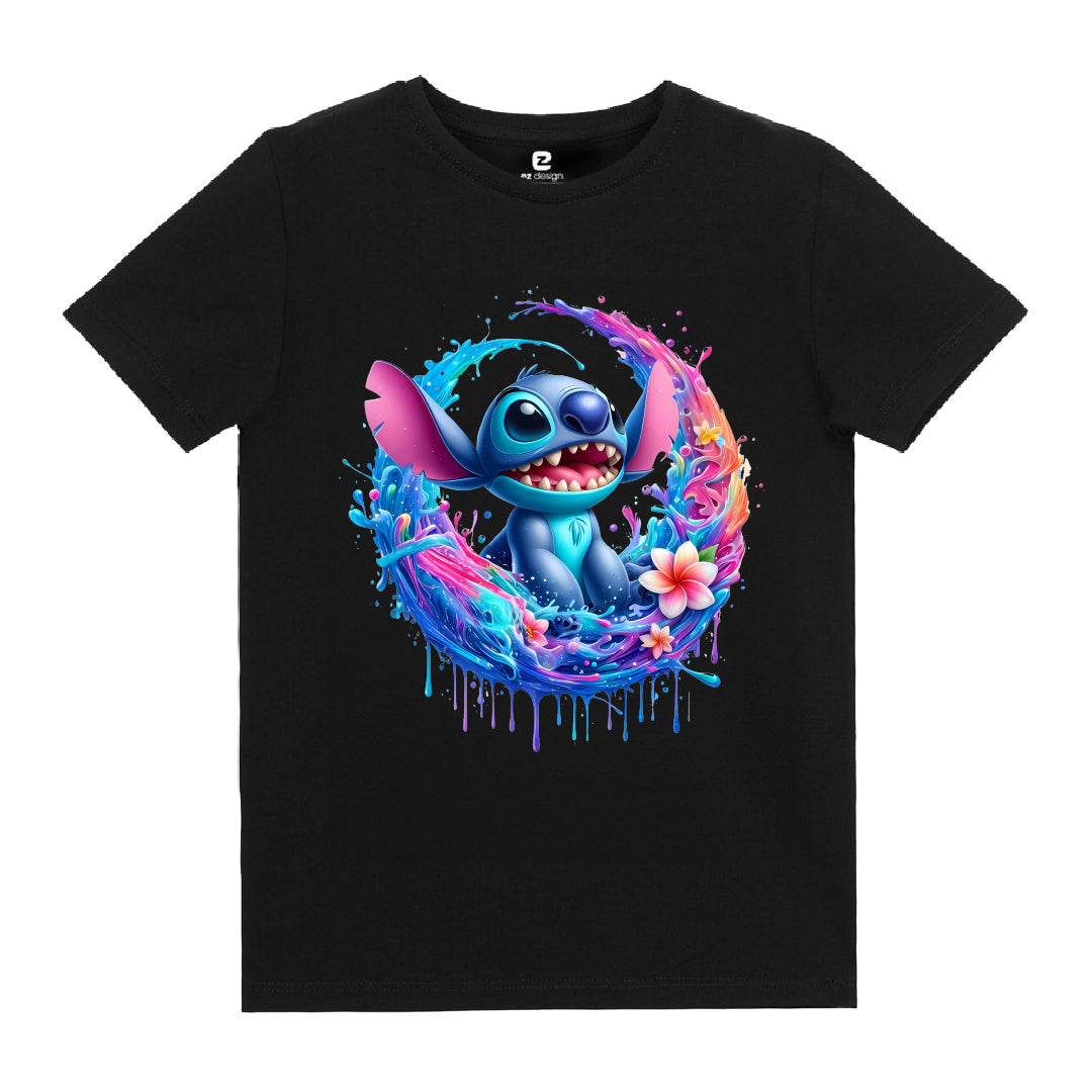 Stitch Tropikal Baskılı Çocuk T-shirt