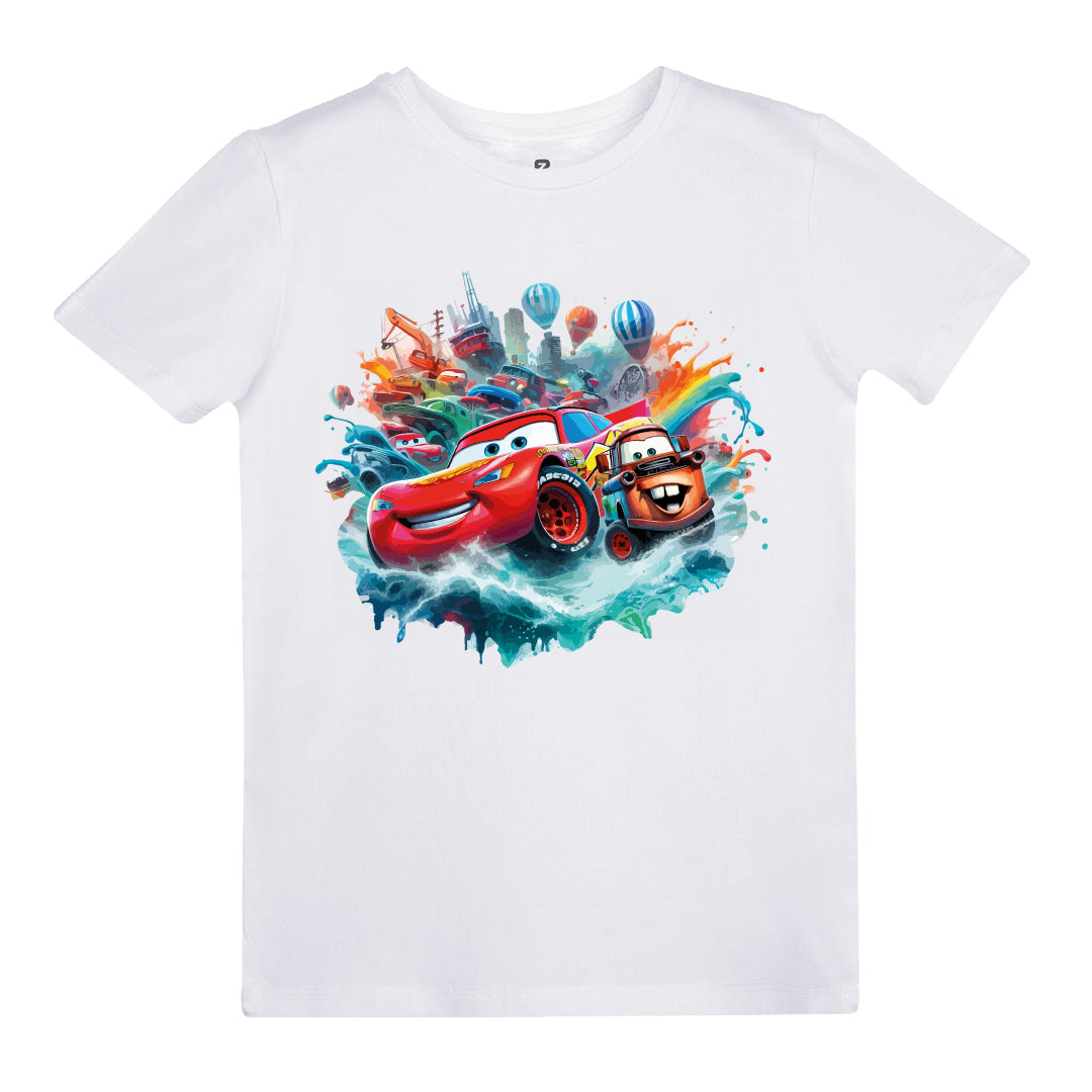 Cars Şimşek McQueen ve Mater Splash Baskılı Çocuk T-shirt