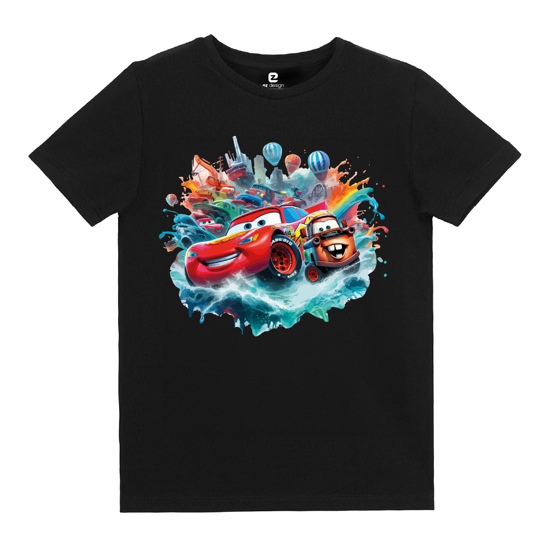 Cars Şimşek McQueen ve Mater Splash Baskılı Çocuk T-shirt