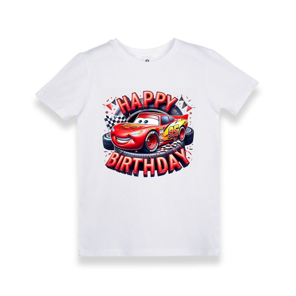 Cars Şimşek McQueen Doğum Günü T-shirt – Happy Birthday Baskılı Erkek Çocuk T-shirt