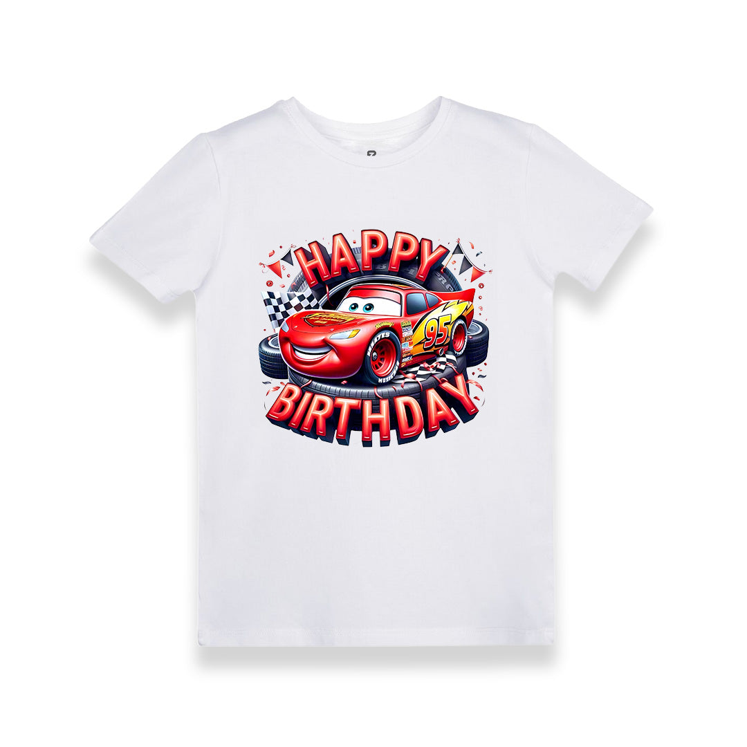 Cars Şimşek McQueen Doğum Günü T-shirt – Happy Birthday Baskılı Erkek Çocuk T-shirt