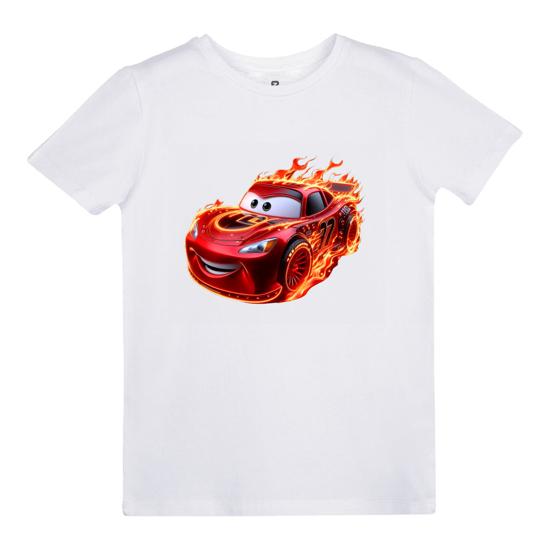 Cars Şimşek McQueen Fire Baskılı Çocuk T-shirt