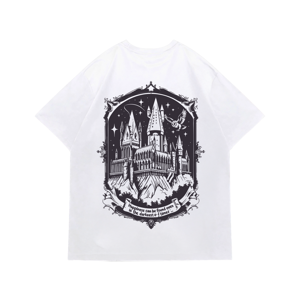 Harry Potter Hogwarts "Happiness" Baskılı Oversize T-shirt
