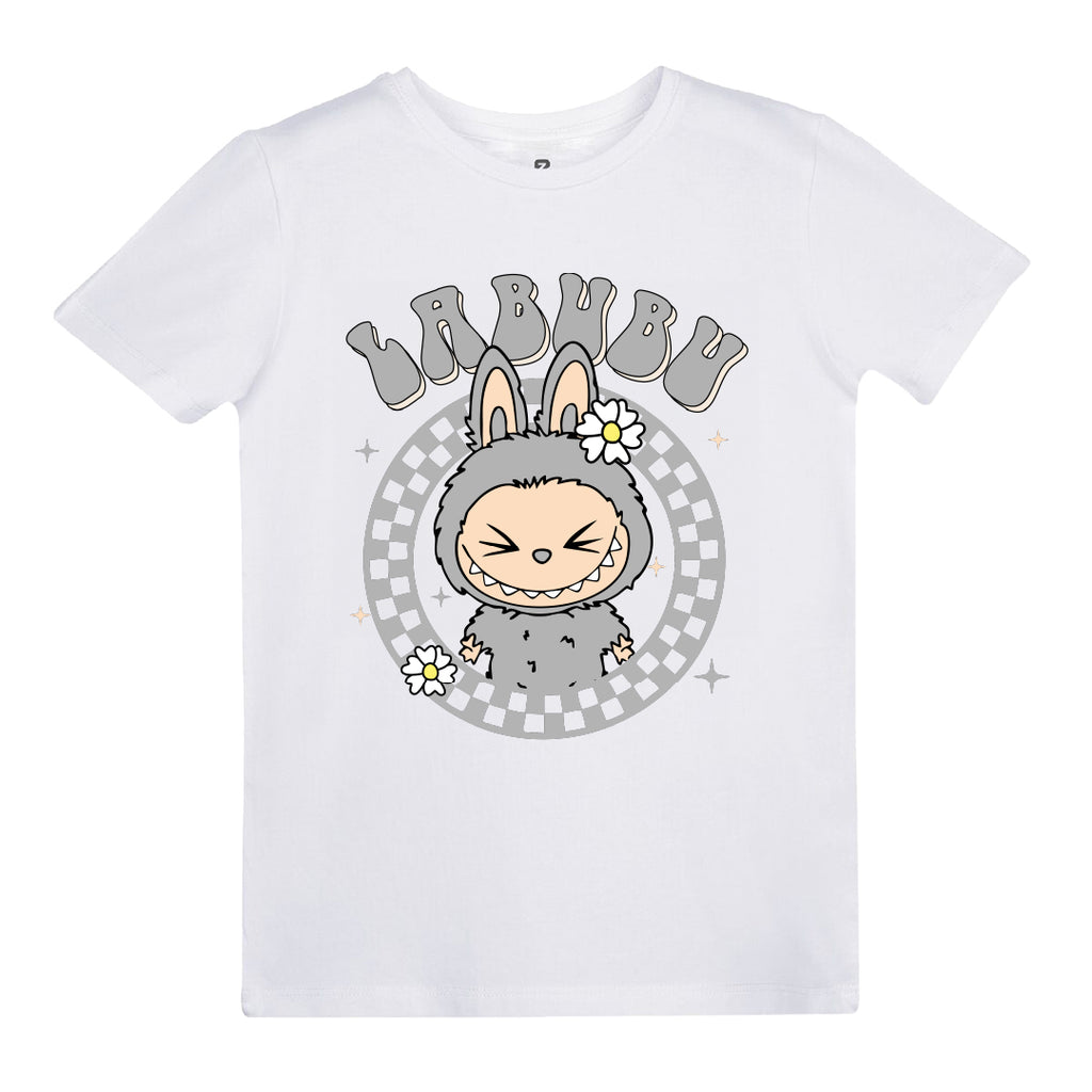 Labubu (Gri) Baskılı Kız Çocuk T-shirt