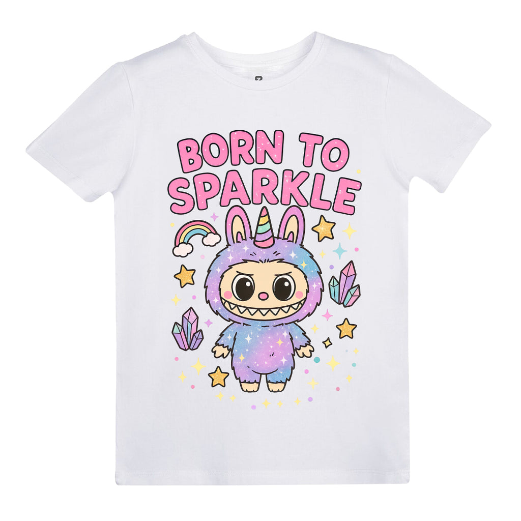 Labubu Born to Sparkle Baskılı Kız Çocuk T-shirt