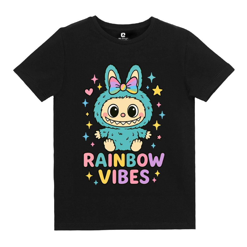 Labubu Rainbow Vibes Baskılı Kız Çocuk T-shirt