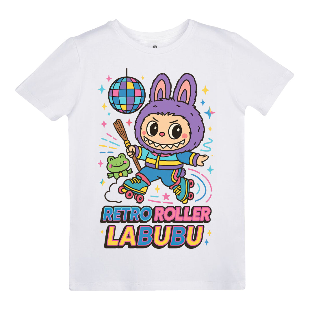 Labubu Retro Roller Baskılı Kız Çocuk T-shirt