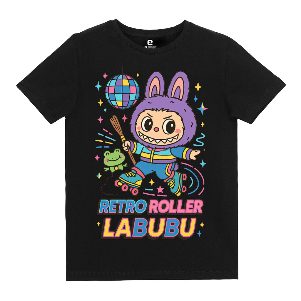 Labubu Retro Roller Baskılı Kız Çocuk T-shirt