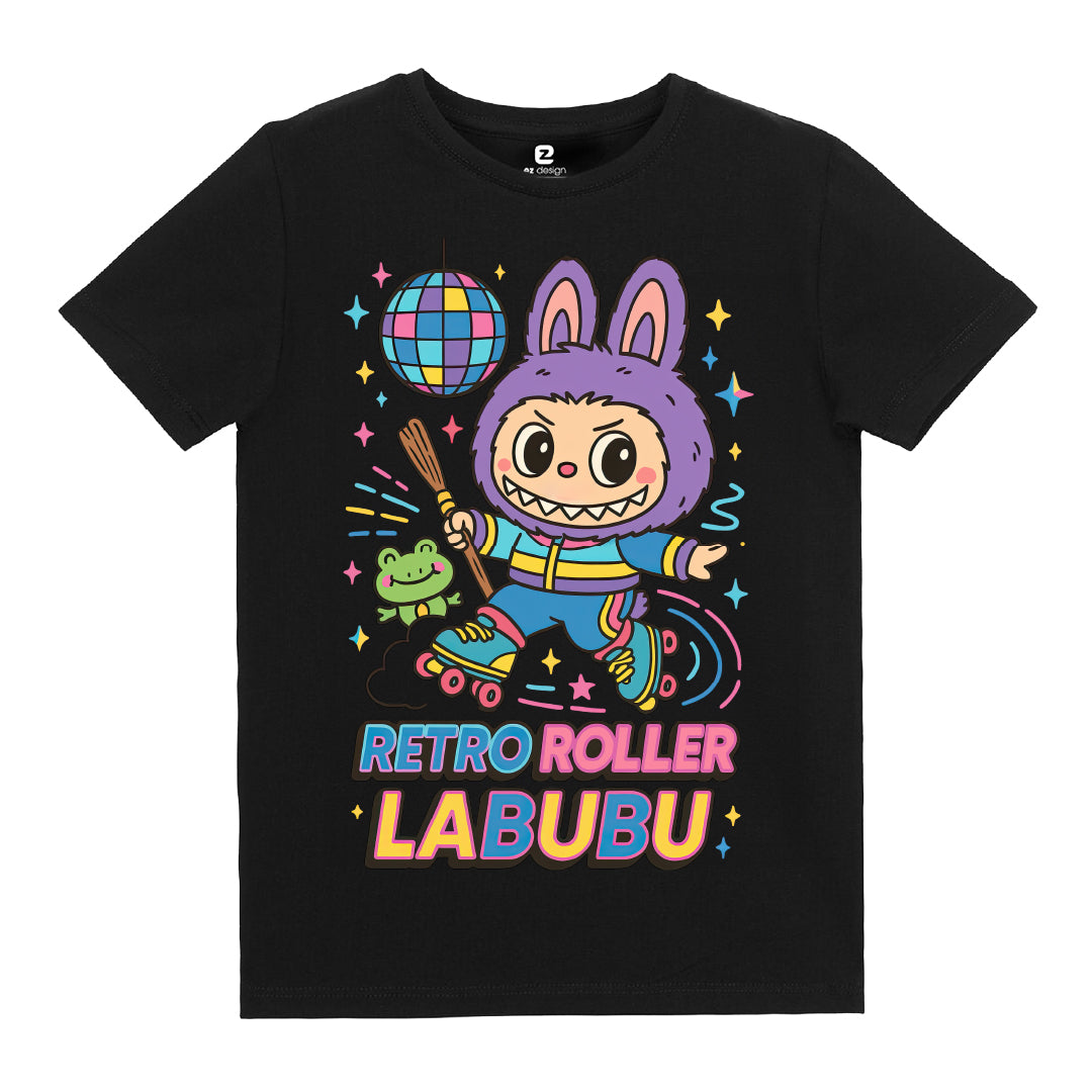 Labubu Retro Roller Baskılı Kız Çocuk T-shirt