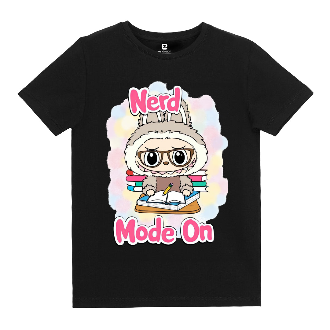 Labubu Nerd Mode On Baskılı Kız Çocuk T-shirt