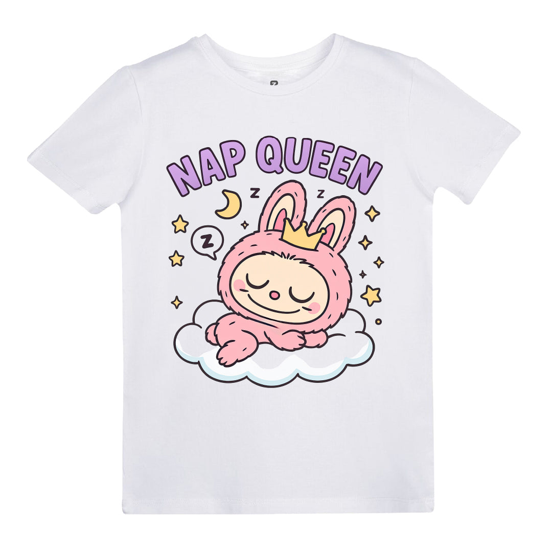 Labubu Nap Queen Baskılı Kız Çocuk T-shirt