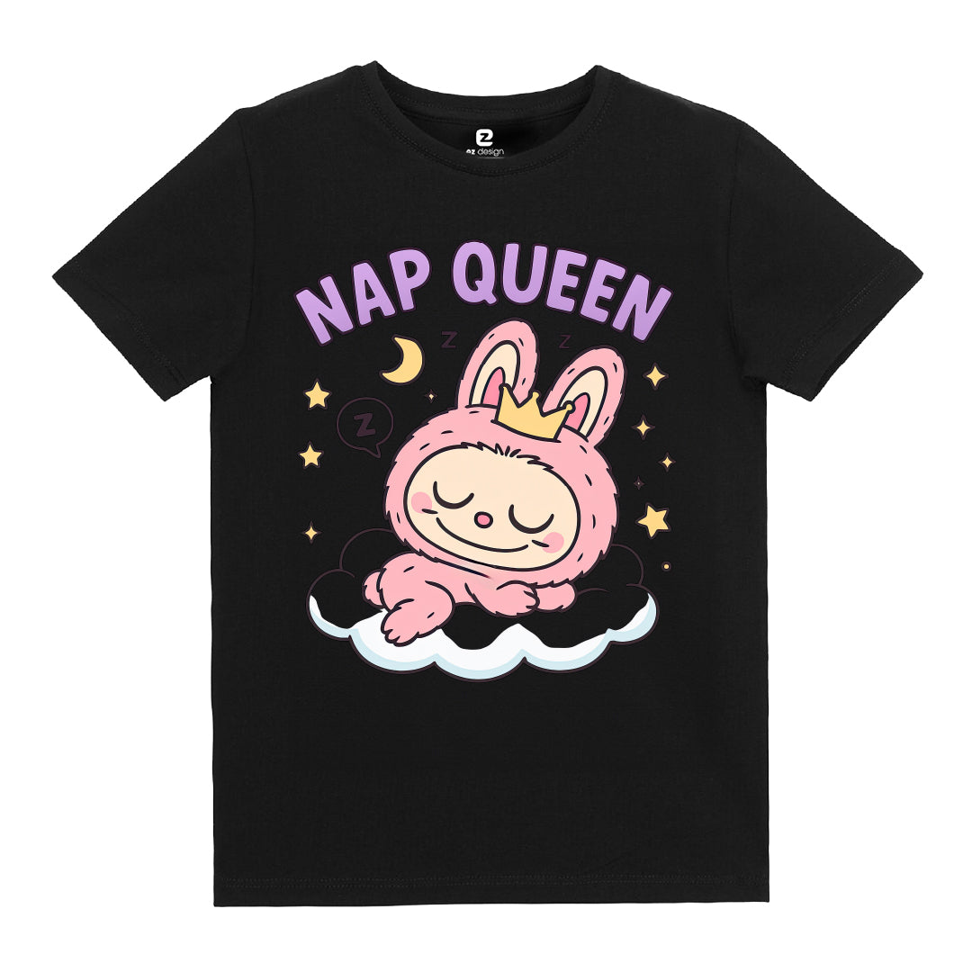 Labubu Nap Queen Baskılı Kız Çocuk T-shirt