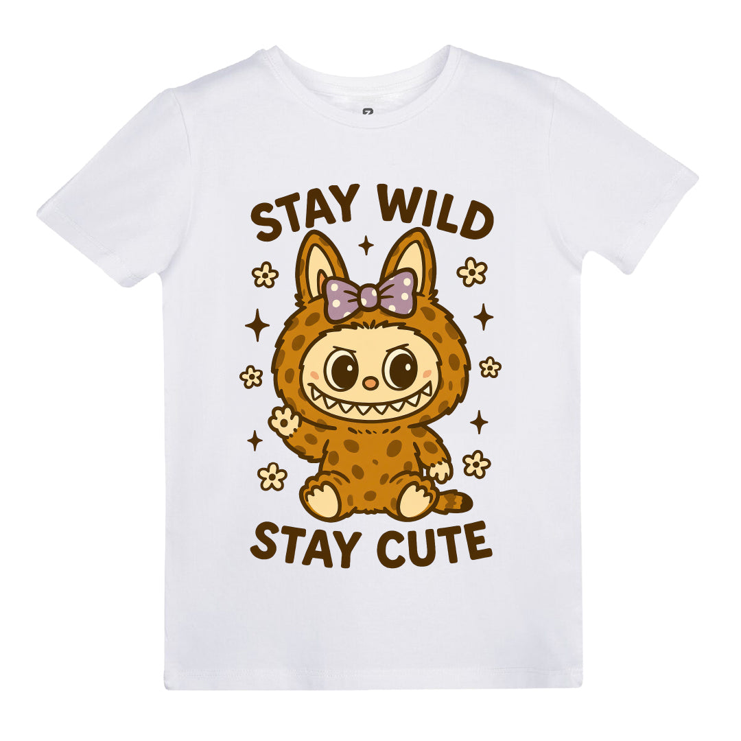 Labubu Stay Wild Stay Cute Baskılı Kız Çocuk T-shirt