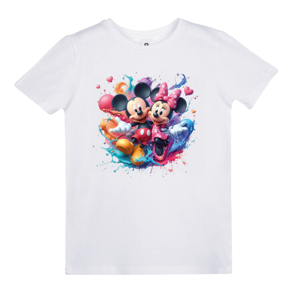 Mickey ve Minnie Mouse  Splash Baskılı Çocuk T-shirt
