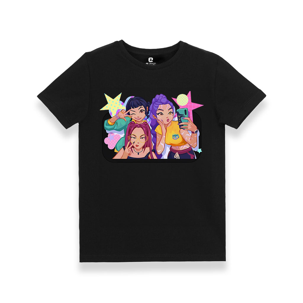 K-pop Huntrix Baskılı Kız Çocuk T-shirt