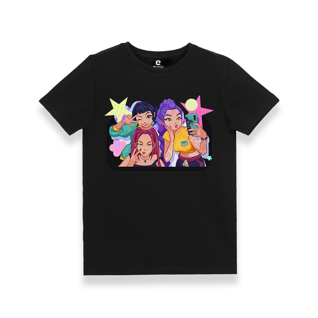 K-pop Huntrix Baskılı Kız Çocuk T-shirt